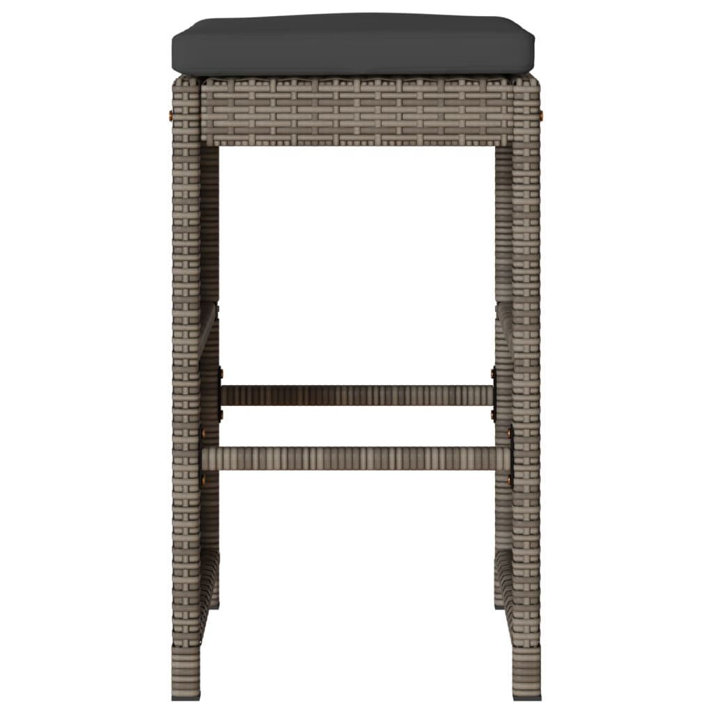 Garden Bar Stools with Cushions 6 pcs Grey Poly Rattan